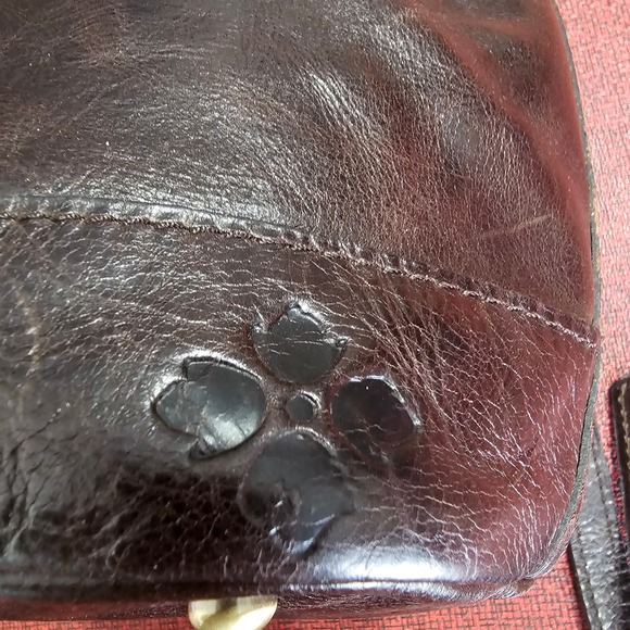 Patricia Nash Calf Hair Leather Bucket Bag Leopard Brown Crossbody Drawstring - Picture 5 of 16